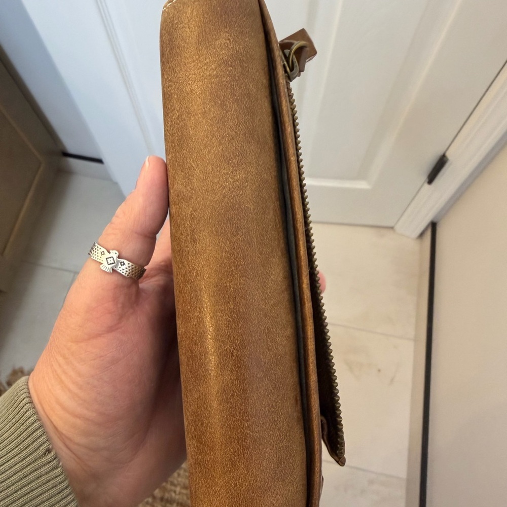 Roots Embossed Leather Wallet in Warm Chestnut - Picture 9 of 10
